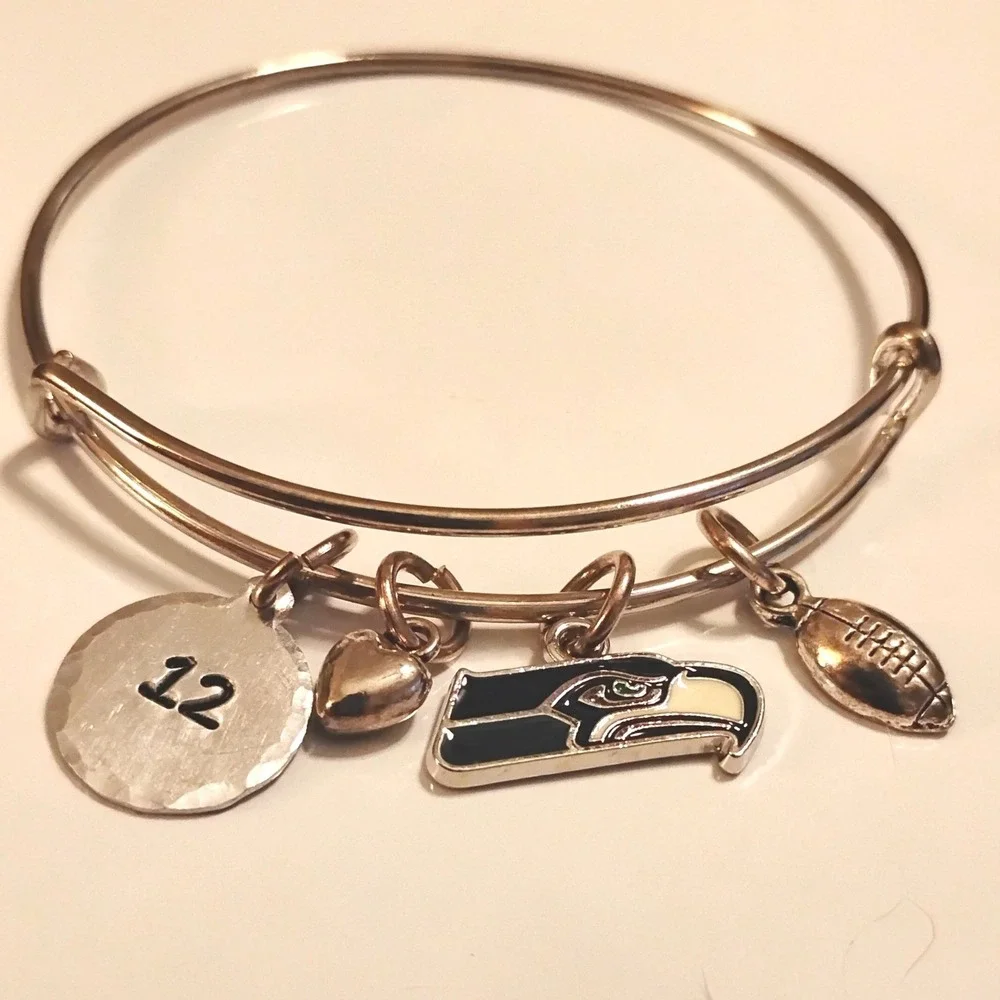 🏈Seattle Seahawks Bangle Bracelet Charm Fan 12 NFL Gameday Bangle Y2K Football